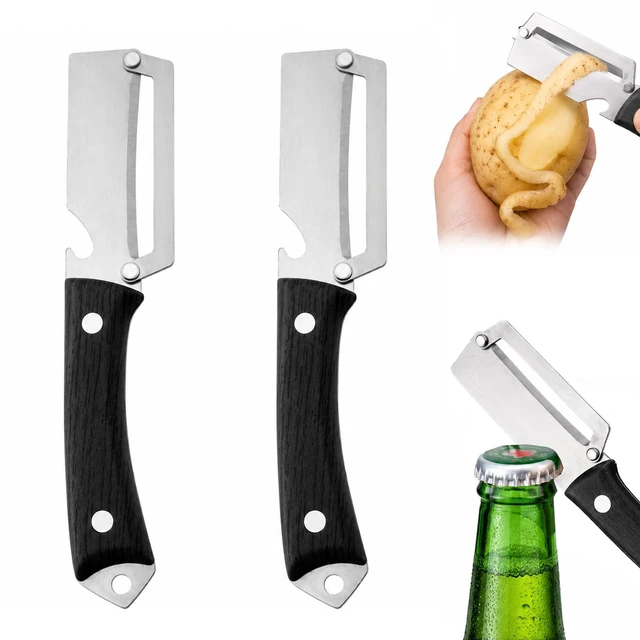 Main image of 2pcs Multifunctional Vegetable Peeler,Multi Functional Vegetable Peeler,Peelers For Kitchen,Peeler Knife,Stainless Steel,Ergonomic Non-Slip Design,For Apple Potato,Pumpkin(Black)