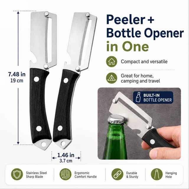 Alt view image 2 of 6 - 2pcs Multifunctional Vegetable Peeler,Multi Functional Vegetable Peeler,Peelers For Kitchen,Peeler Knife,Stainless Steel,Ergonomic Non-Slip Design,For Apple Potato,Pumpkin(Black)