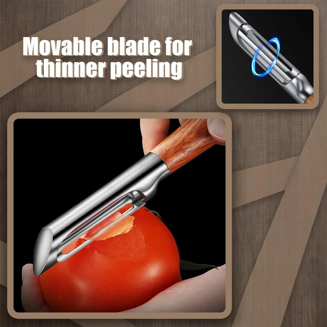 Alt view image 6 of 6 - I Shaped Vegetable Peeler, Rosewood Handle Stainless Steel Potato Peeler, Premium Fruit & Veggie Peelers for Kitchen, Rotary Blade Apple Peeler, Ergonomic Non-Slip Design