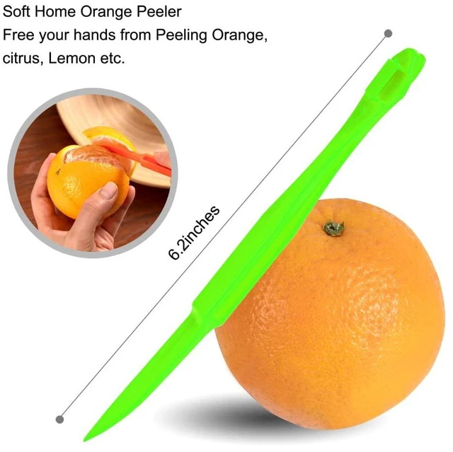 Alt view image 2 of 7 - Soft Home Premium Plastic Orange Peeler Lemon Citrus Peel Cutter Vegetable Slicer Fruit Tools (Long Handle Type Orange 4 Pack; Mouse Type orange 2 Pack)