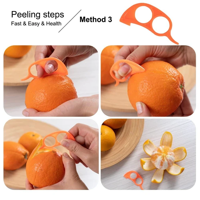 Alt view image 5 of 7 - Soft Home Premium Plastic Orange Peeler Lemon Citrus Peel Cutter Vegetable Slicer Fruit Tools (Long Handle Type Orange 4 Pack; Mouse Type orange 2 Pack)