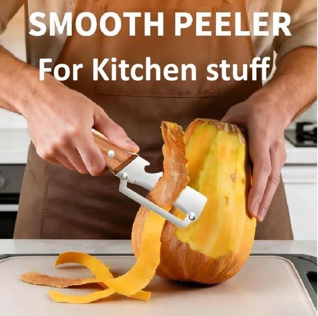 Alt view image 4 of 6 - 2 in 1 Multi Functional Vegetable Peeler for Kitchen Vegetable Peeler with Wooden Handle and Bottle Opener, Stainless Steel Blade Kitchen Tool for Fruit Apple Carrot Potato (2 PCS)