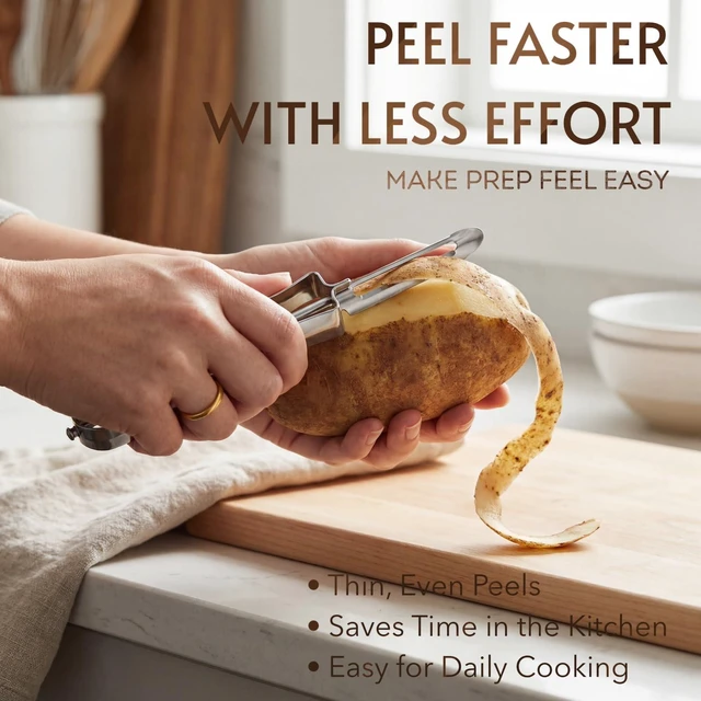 Alt view image 3 of 7 - Stainless Steel Vegetable Peeler, Ergonomic Swivel Blade Potato Peeling Tool