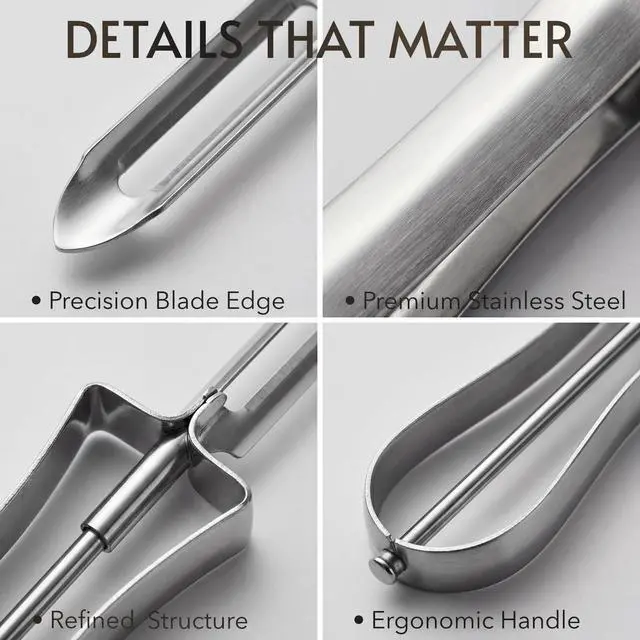 Alt view image 5 of 7 - Stainless Steel Vegetable Peeler, Ergonomic Swivel Blade Potato Peeling Tool