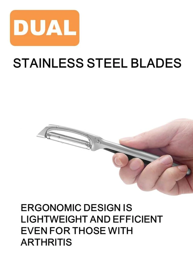 Alt view image 3 of 7 - Stainless Steel Vegetable Peeler Kitchen For Potatoes, All Fruits Veggies | Ergonomic Non-Slip HandleSharp BladeI shaped