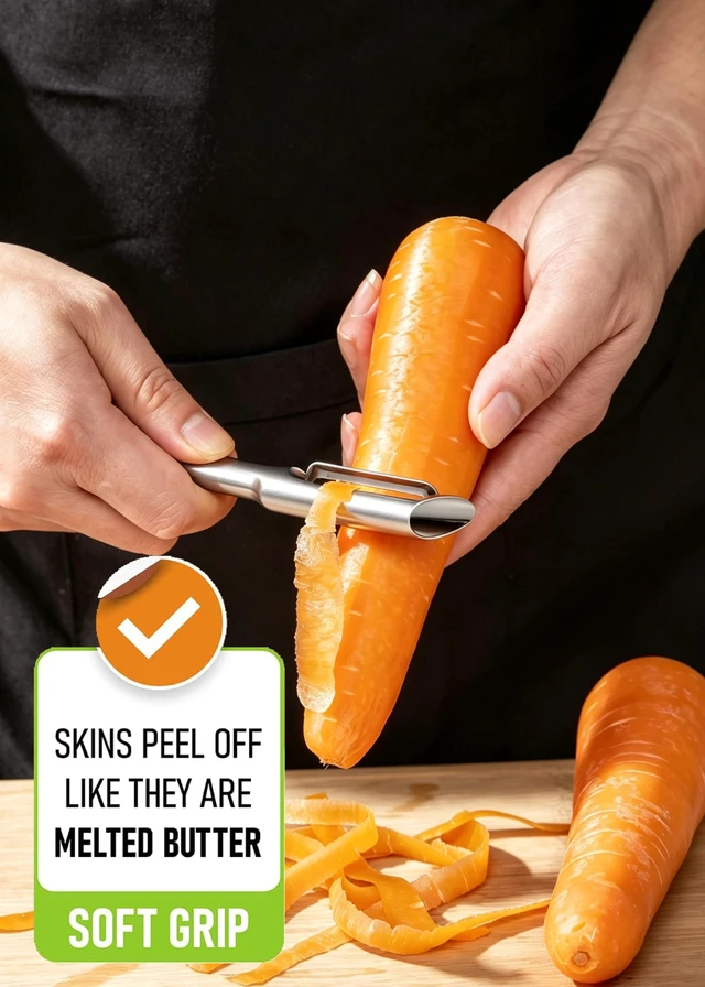 Alt view image 5 of 7 - Stainless Steel Vegetable Peeler Kitchen For Potatoes, All Fruits Veggies | Ergonomic Non-Slip HandleSharp BladeI shaped