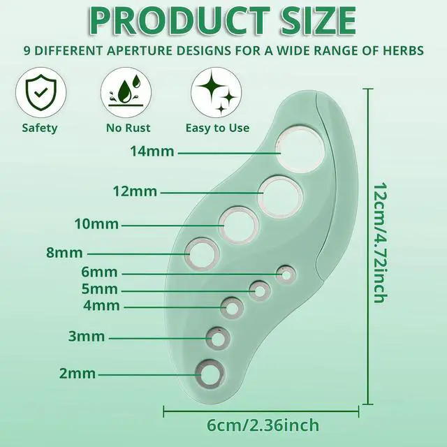Alt view image 2 of 6 - Herb Stripper Tool 9 Holes Stainless Steel Leaf Stripping Tool with Cutter, Metal Herb Peeler for Kale, Thyme, Basil, Rosemary, Durable Kitchen Gadget, Dishwasher Safe