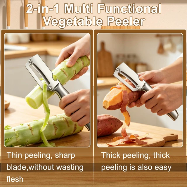 Alt view image 5 of 7 - 2-Pack Multi-Functional Vegetable Peeler for Kitchen,2-In-1 Stainless Steel Kitchen Tool for,stainless steel sharp blade with bottle opener,Suitable for fruits and vegetables