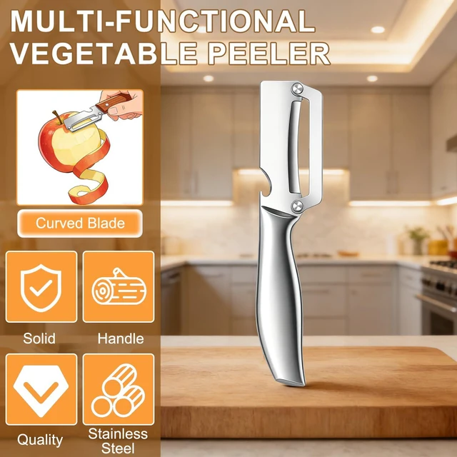 Alt view image 7 of 7 - 2-Pack Multi-Functional Vegetable Peeler for Kitchen,2-In-1 Stainless Steel Kitchen Tool for,stainless steel sharp blade with bottle opener,Suitable for fruits and vegetables