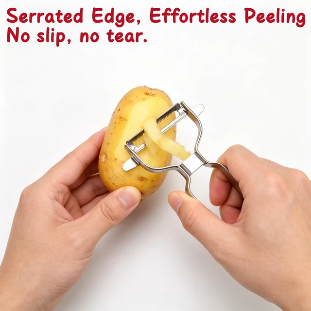 Alt view image 4 of 7 - Stainless Steel Vegetable Y Peeler, Easy Grip Y Peeler | Sharp Potato Peeler for Kitchen, wide peeler for Carrot, Apple, Cucumber, Dishwasher Safe