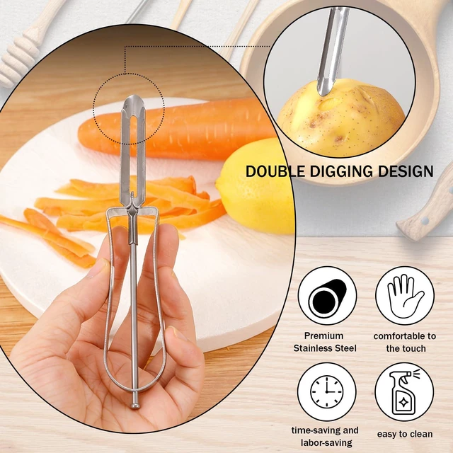Alt view image 4 of 6 - Vegetable Peeler Stainless Steel | For Potatoes, Carrots, Apples; 2Pcs Ergonomic Non-Slip Handle, Dishwasher Safe, Rust-Resistant Kitchen Tool