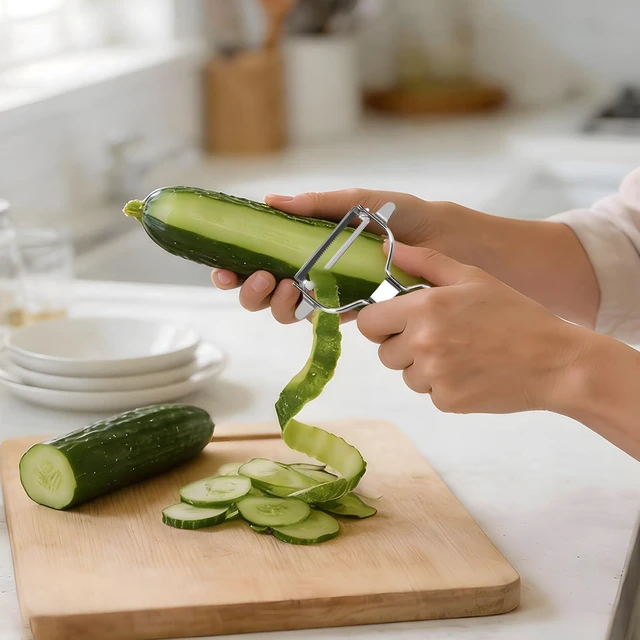 Alt view image 7 of 7 - Stainless Steel Vegetable Y Peeler, Easy Grip Y Peeler | Sharp Potato Peeler for Kitchen, wide peeler for Carrot, Apple, Cucumber, Dishwasher Safe