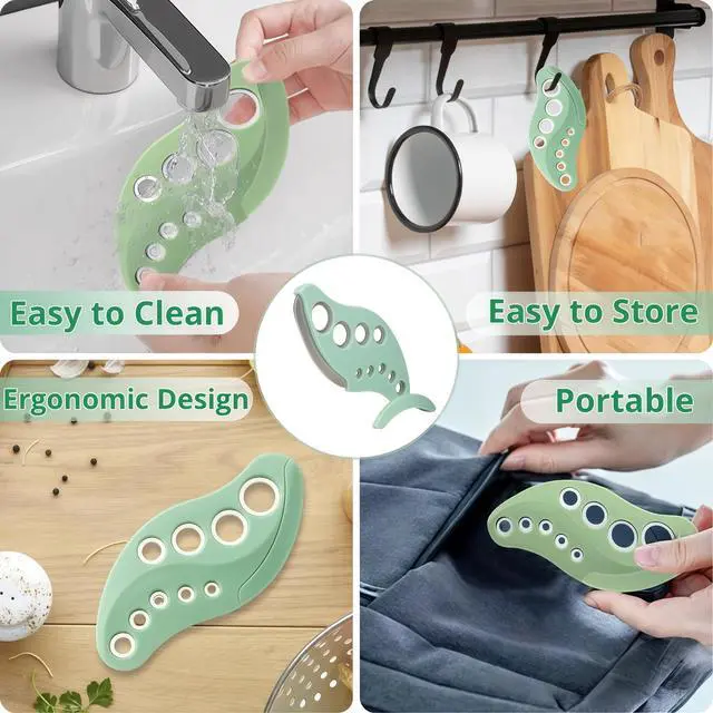 Alt view image 5 of 6 - Herb Stripper Tool 9 Holes Stainless Steel Leaf Stripping Tool with Cutter, Metal Herb Peeler for Kale, Thyme, Basil, Rosemary, Durable Kitchen Gadget, Dishwasher Safe