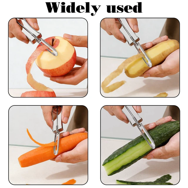 Alt view image 5 of 6 - Vegetable Peeler Stainless Steel | For Potatoes, Carrots, Apples; 2Pcs Ergonomic Non-Slip Handle, Dishwasher Safe, Rust-Resistant Kitchen Tool
