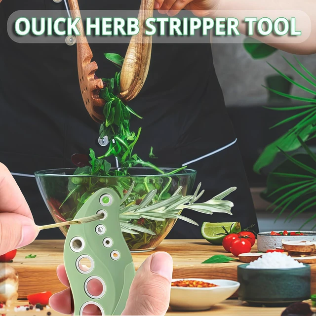 Alt view image 4 of 6 - Herb Stripper Tool 9 Holes Stainless Steel Leaf Stripping Tool with Cutter, Metal Herb Peeler for Kale, Thyme, Basil, Rosemary, Durable Kitchen Gadget, Dishwasher Safe