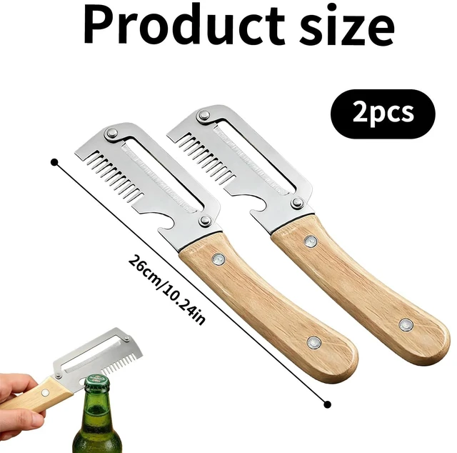 Alt view image 2 of 6 - 2 Pcs Multifunctional Vegetable Peeler With Bottle Opener For Fruit | 3 In 1 Non-Slip Peelers For Kitchen ,Peeling,Bottle Opening And Shredding ,Ultra-Sharp Stainless Steel Blade