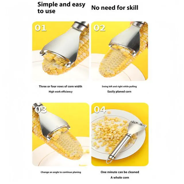 Alt view image 3 of 5 - Corn Peeler for Corn on the Cob,Stainless Stee Corn Cutter,Kitchen Tools and Gadgets,Easily pPel Kernels From the Cob