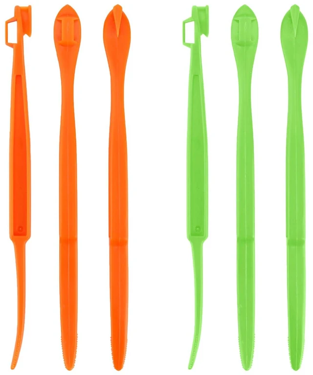 Main image of 6pcs Orange Peeler Tools, Plastic Citrus Peel Cutter Lemon Opener Vegetable Slicer Easy Fruit & Vegetable Remover & Cutter with Long Handle Kitchen Gadgets Accessories (Green + Orange)