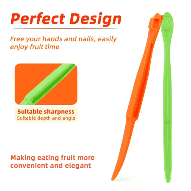 Alt view image 3 of 7 - 6pcs Orange Peeler Tools, Plastic Citrus Peel Cutter Lemon Opener Vegetable Slicer Easy Fruit & Vegetable Remover & Cutter with Long Handle Kitchen Gadgets Accessories (Green + Orange)