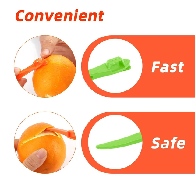 Alt view image 4 of 7 - 6pcs Orange Peeler Tools, Plastic Citrus Peel Cutter Lemon Opener Vegetable Slicer Easy Fruit & Vegetable Remover & Cutter with Long Handle Kitchen Gadgets Accessories (Green + Orange)