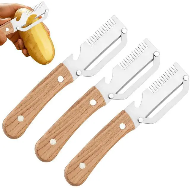 Alt view image 7 of 7 - 3 Pcs Multifunctional Vegetable Peeler, 3-in-1 Stainless Steel Peeler for Kitchen, Fruit Vegetable Julienne Shredder Tool and Bottle Opener, Easy to Hold