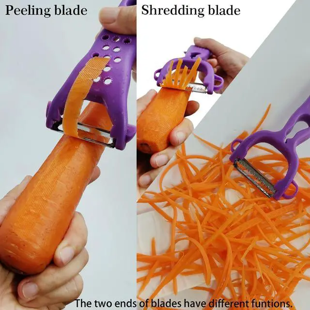 Alt view image 7 of 7 - Multi Fruit Vegetable Peeler & Grater, Double Serrated Stainless Steel BladePeeler and Grater Function), Sharp Blade for Cucumbers,Carrot, Apples, Potato Eye Remover. Grinding of Garlic and Ginger