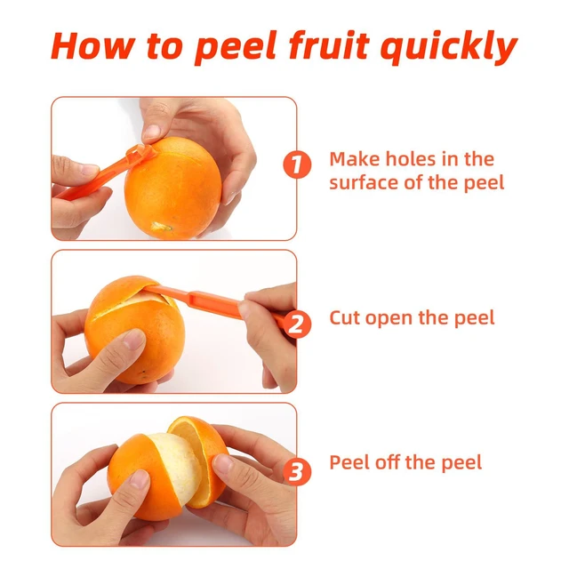 Alt view image 5 of 7 - 6pcs Orange Peeler Tools, Plastic Citrus Peel Cutter Lemon Opener Vegetable Slicer Easy Fruit & Vegetable Remover & Cutter with Long Handle Kitchen Gadgets Accessories (Green + Orange)
