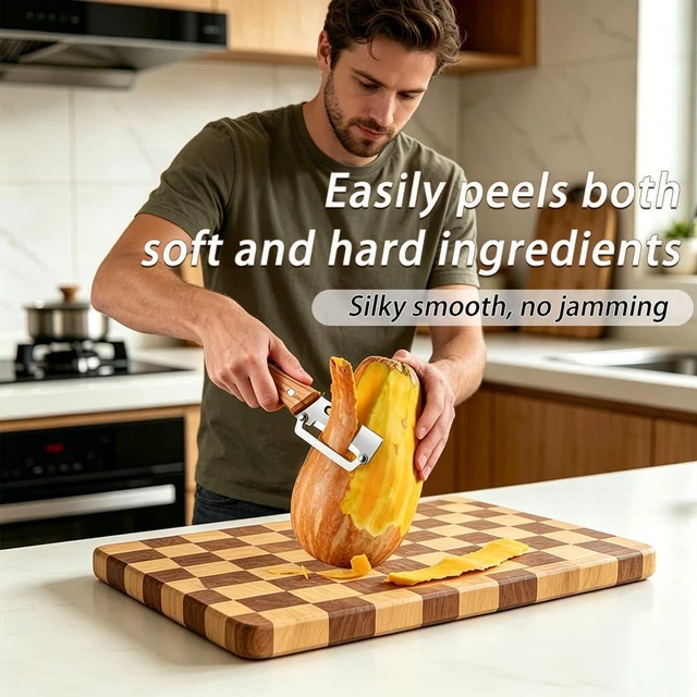 Alt view image 7 of 7 - 2 Pack Multifunctional Vegetable Peeler, Suitable for fruits & veggies | 2-in-1 multifunctional peeler with bottle opener; ultra-sharp stainless steel blade, ergonomic non-slip wooden handle