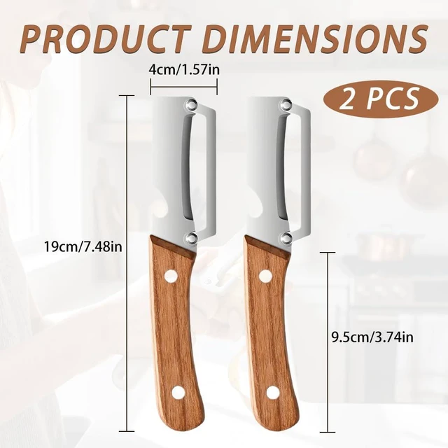 Alt view image 2 of 7 - 2 Pack Multifunctional Vegetable Peeler, Suitable for fruits & veggies | 2-in-1 multifunctional peeler with bottle opener; ultra-sharp stainless steel blade, ergonomic non-slip wooden handle