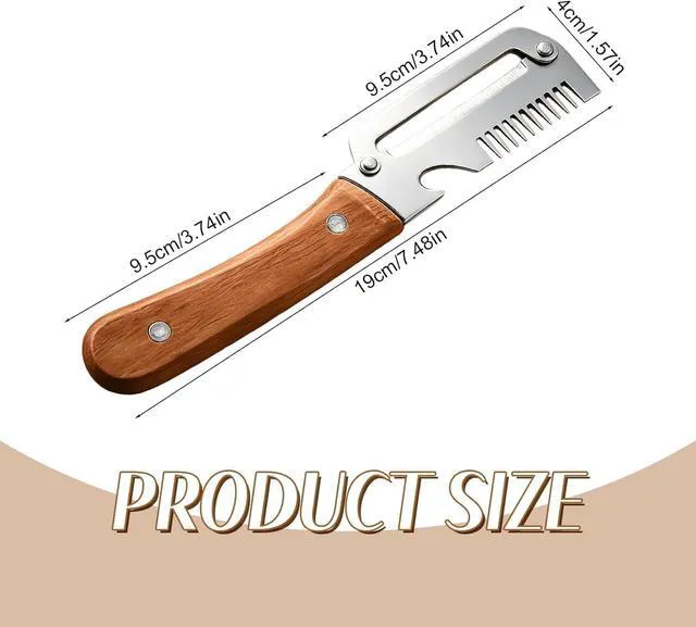 Alt view image 5 of 6 - Multifunctional Vegetable Peeler, 3-in-1 Peelers For Kitchen with Bottle Opener, Sharp Stainless Steel Swivel Blade, Wooden Handle, For Vegetables or Fruits that Need to Be Peeled (3)1PCS