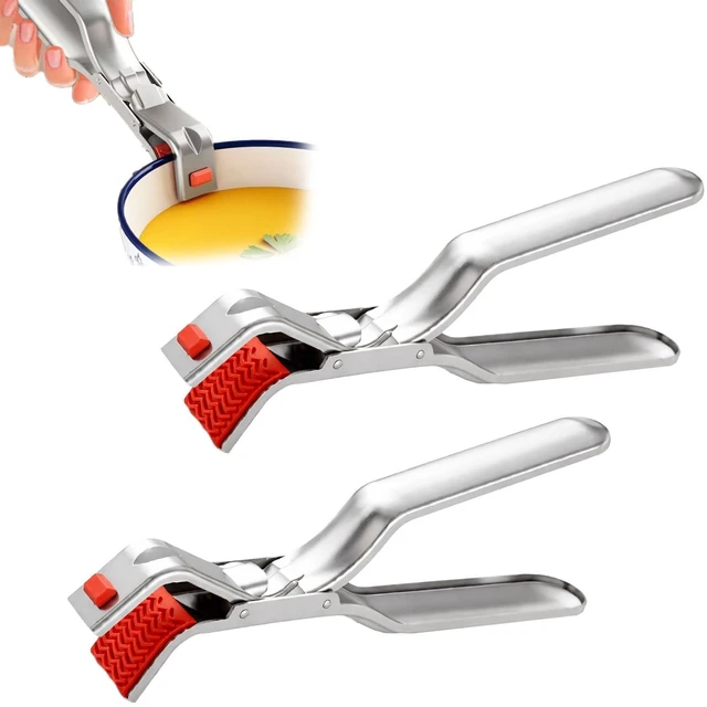 Main image of 2 Pcs Stainless Steel Hot Plate Gripper Clips,Anti Scald Plate Gripper,Anti Scald Bowl Holder Clip For Microwave,Oven,Air Fryer,Steamer,Ergonomic Non-Slip Design For Secure Grip,Heat Protection