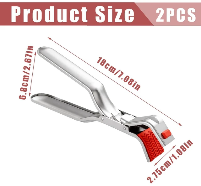 Alt view image 2 of 6 - 2 Pcs Stainless Steel Hot Plate Gripper Clips,Anti Scald Plate Gripper,Anti Scald Bowl Holder Clip For Microwave,Oven,Air Fryer,Steamer,Ergonomic Non-Slip Design For Secure Grip,Heat Protection