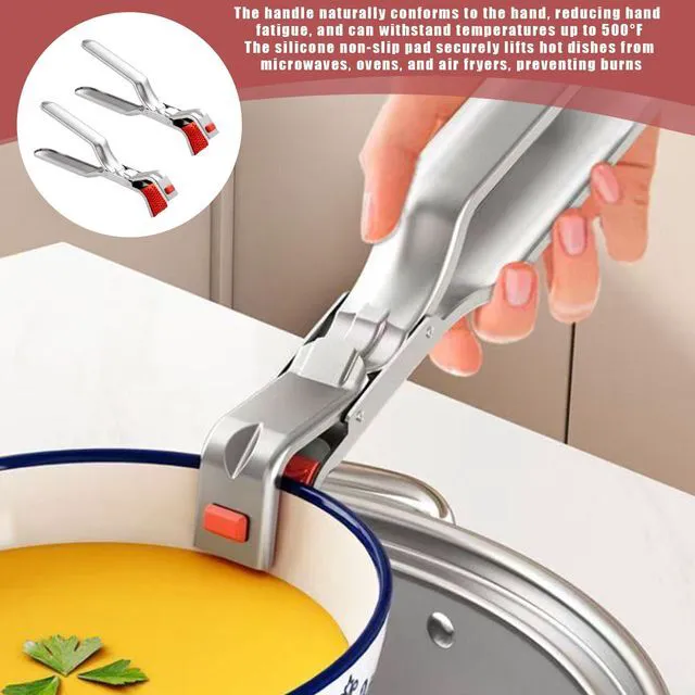 Alt view image 4 of 6 - 2 Pcs Stainless Steel Hot Plate Gripper Clips,Anti Scald Plate Gripper,Anti Scald Bowl Holder Clip For Microwave,Oven,Air Fryer,Steamer,Ergonomic Non-Slip Design For Secure Grip,Heat Protection
