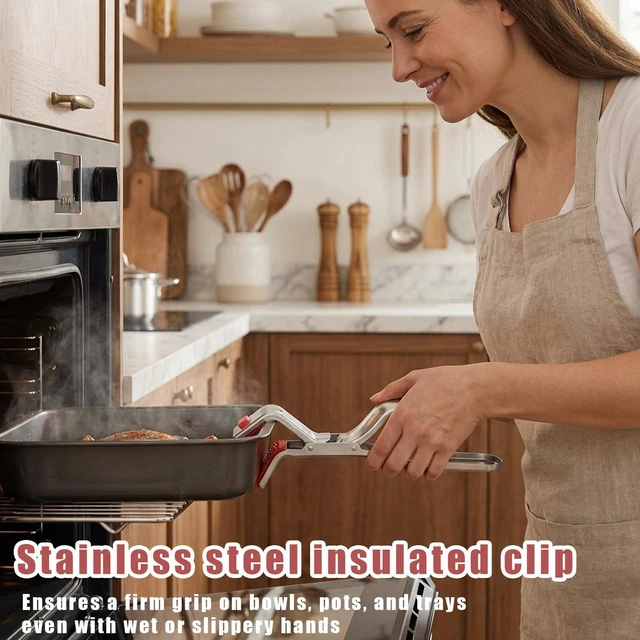 Alt view image 6 of 6 - 2 Pcs Stainless Steel Hot Plate Gripper Clips,Anti Scald Plate Gripper,Anti Scald Bowl Holder Clip For Microwave,Oven,Air Fryer,Steamer,Ergonomic Non-Slip Design For Secure Grip,Heat Protection