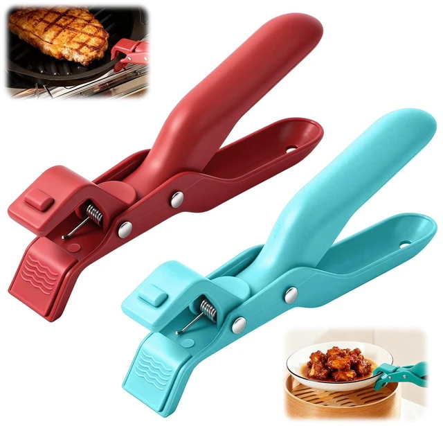 Main image of Hot Plate Grippers - Thickened Anti-Scald Bowl Clip Tongs with Non-Slip Handle, Multi-Function Holder for Bowls, Pans, Dishes, Microwave Oven & Kitchen Cooking Utensils (Red, Green)