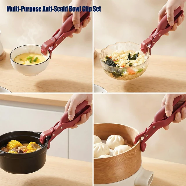 Alt view image 2 of 6 - 2PCS New Upgrade Multi-Purpose Anti-Scald Bowl Clip Set Silicone Non-Slip Heat Insulation Gripper, Hot Bowl/Dish/Plate/Pan Tongs for Microwave Oven, Kitchen Utensil