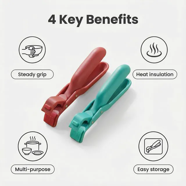 Alt view image 5 of 6 - 2PCS New Upgrade Multi-Purpose Anti-Scald Bowl Clip Set Silicone Non-Slip Heat Insulation Gripper, Hot Bowl/Dish/Plate/Pan Tongs for Microwave Oven, Kitchen Utensil