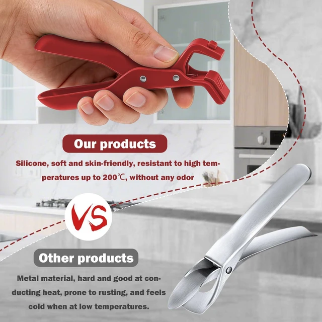 Alt view image 4 of 6 - 2 Pcs Multi-Function Anti-Scald Bowl Clip,Hot Plate Gripper,Silicone Anti Hot Plate Holder,Anti Scald Bowl Holder Clip,Plate Gripper,Bowl Holder For Air Fryer, Food Steamer, Oven, Microwave(Red)