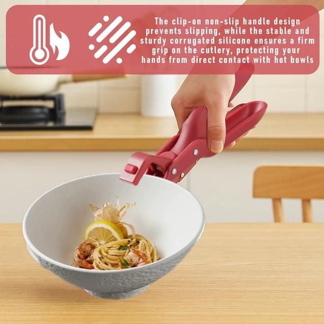 Alt view image 4 of 6 - 2 Pcs Multi-Function Anti-Scald Bowl Clip,Hot Plate Gripper,Silicone Anti Hot Plate Holder,Anti Scald Bowl Holder Clip,Plate Gripper,Bowl Holder For Air Fryer, Food Steamer, Oven, Microwave(2 Pcs Red)
