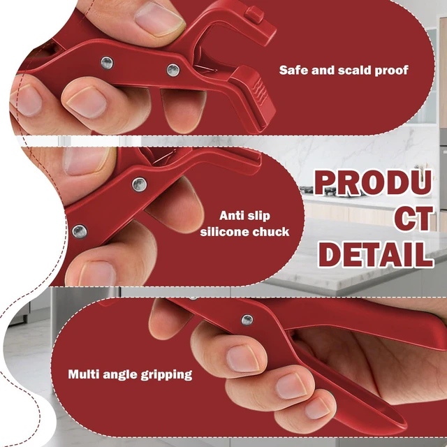 Alt view image 3 of 6 - 2 Pcs Multi-Function Anti-Scald Bowl Clip,Hot Plate Gripper,Silicone Anti Hot Plate Holder,Anti Scald Bowl Holder Clip,Plate Gripper,Bowl Holder For Air Fryer, Food Steamer, Oven, Microwave(Red)