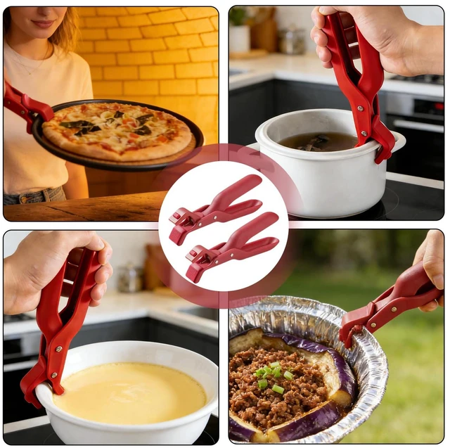 Alt view image 5 of 6 - 2 Pcs Multi-Function Anti-Scald Bowl Clip,Hot Plate Gripper,Silicone Anti Hot Plate Holder,Anti Scald Bowl Holder Clip,Plate Gripper,Bowl Holder For Air Fryer, Food Steamer, Oven, Microwave(Red)