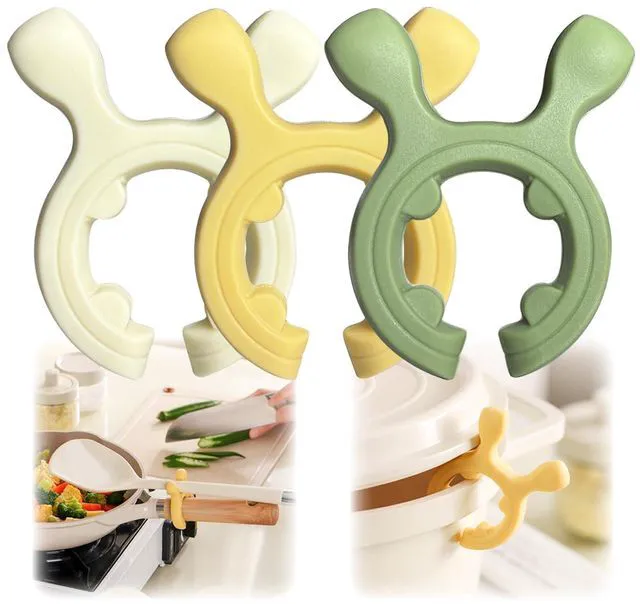 Main image of Multifunction Silicone Pot Handle Spatula Rack,3 Pack Spatula Holder,Non-Slip Spoon Holder for Pot,Drip-Free Kitchen Gadgets,Steam Releaser,Utensil Anti Scalding Pot Clip for Cooking Accessories