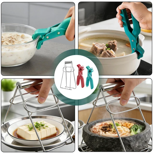 Alt view image 5 of 6 - 2 Pcs Multi-Function Anti-Scald Bowl Clip With 1 PC lifting plate,Hot Plate Gripper,Silicone Anti Hot Plate Holder,Anti Scald Bowl Holder Clip,Bowl Holder For Air Fryer, Food Steamer, Oven