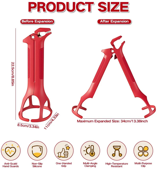 Alt view image 2 of 7 - 2-in-1 Hot Plate Gripper, 2-in-1 Anti-Scalding Hot Plate Gripper, Multi-Purpose Anti-Scalding Hot Bowl Dish Plate Grippers Clips, Anti-Scalding Bowl Holder for Air Fryer & Steaming Use