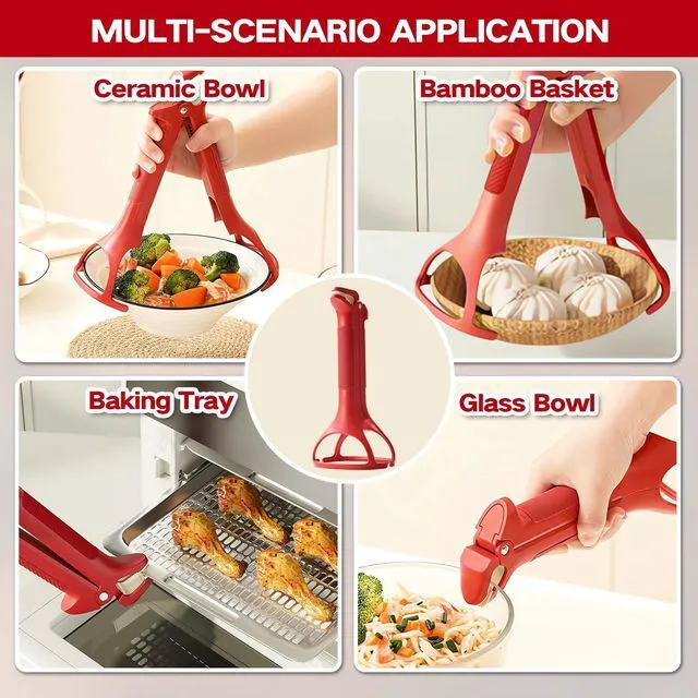 Alt view image 3 of 7 - 2-in-1 Hot Plate Gripper, 2-in-1 Anti-Scalding Hot Plate Gripper, Multi-Purpose Anti-Scalding Hot Bowl Dish Plate Grippers Clips, Anti-Scalding Bowl Holder for Air Fryer & Steaming Use