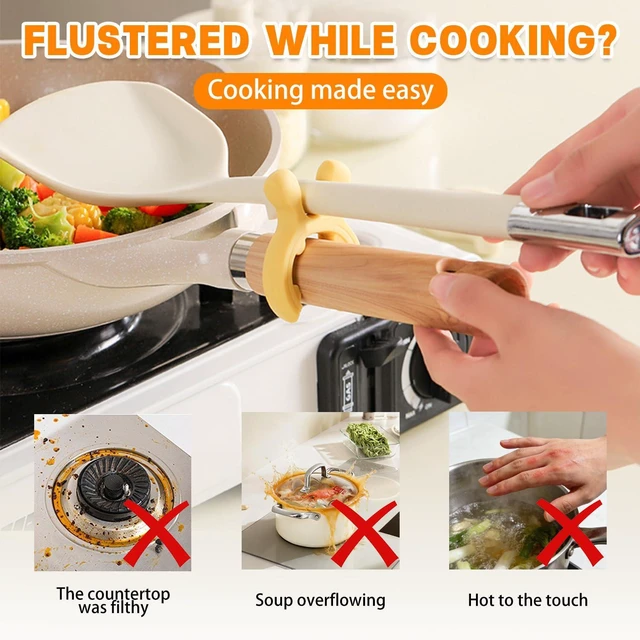 Alt view image 2 of 7 - Multifunction Silicone Pot Handle Spatula Rack,3 Pack Spatula Holder,Non-Slip Spoon Holder for Pot,Drip-Free Kitchen Gadgets,Steam Releaser,Utensil Anti Scalding Pot Clip for Cooking Accessories