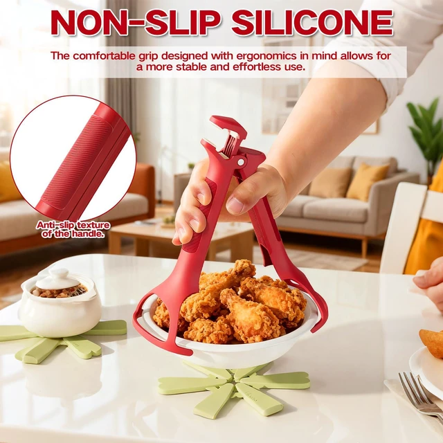 Alt view image 6 of 7 - 2-in-1 Hot Plate Gripper, 2-in-1 Anti-Scalding Hot Plate Gripper, Multi-Purpose Anti-Scalding Hot Bowl Dish Plate Grippers Clips, Anti-Scalding Bowl Holder for Air Fryer & Steaming Use