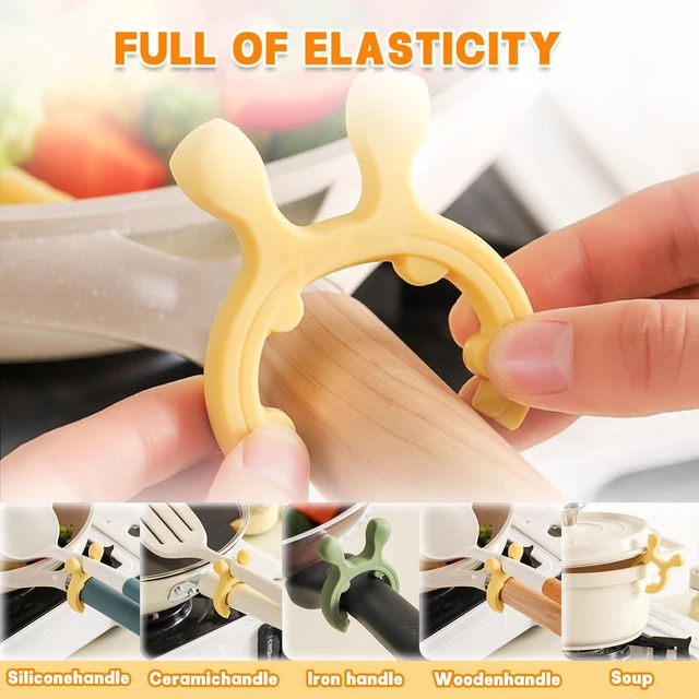 Alt view image 3 of 7 - Multifunction Silicone Pot Handle Spatula Rack,3 Pack Spatula Holder,Non-Slip Spoon Holder for Pot,Drip-Free Kitchen Gadgets,Steam Releaser,Utensil Anti Scalding Pot Clip for Cooking Accessories