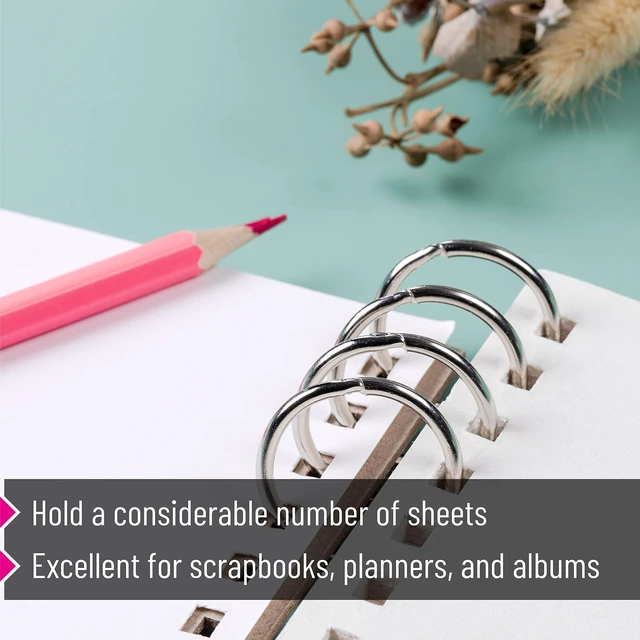 Alt view image 4 of 7 - Loose Leaf Binder Book Rings, 1 Inch, 40 Pack | Metal Binder Rings for Index Cards, Keychains, School, Home, Office, Silver