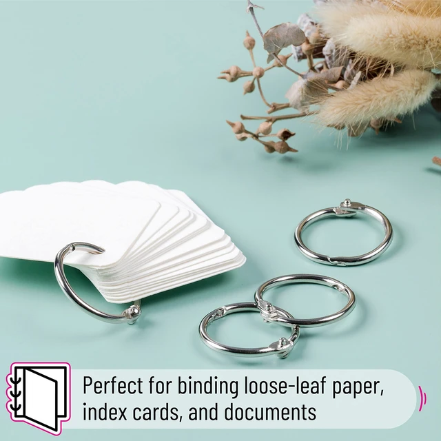 Alt view image 5 of 7 - Loose Leaf Binder Book Rings, 1 Inch, 40 Pack | Metal Binder Rings for Index Cards, Keychains, School, Home, Office, Silver